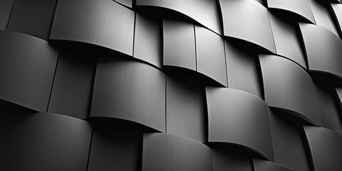 Modern Black Textured Wall with Wavy Panels