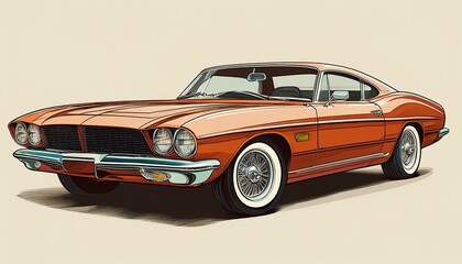 Wall Mural - Old Vintage Car Illustration: Timeless Corvette Art