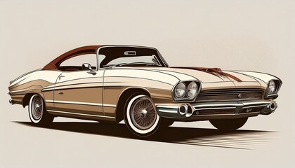 Wall Mural - Old Vintage Car Illustration: Timeless Corvette Art