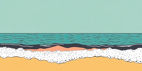 Wall Mural - Stylized Beach Scene with Waves and Sand