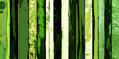 Poster - Abstract Green Vertical Stripes and Textures