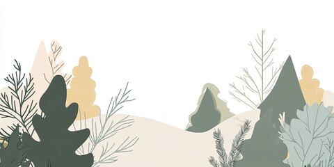 Sticker - Stylized Illustration of Trees in Minimalist Landscape