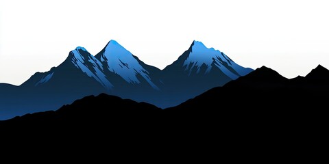 Wall Mural - Stylized Blue Mountains Against a White Background