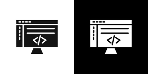 coding program icon Flat fill set collection