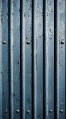 Canvas Print - Textured Blue Metal Wall with Vertical Stripes