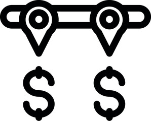 Wall Mural - Bold line icon representing a money transfer being made from one location to another