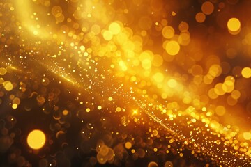 A shimmering background of golden lights and bokeh captures a festive atmosphere perfect for winter celebrations