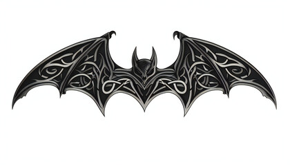 Bat Wings celtic symbol design flat black and white illustration