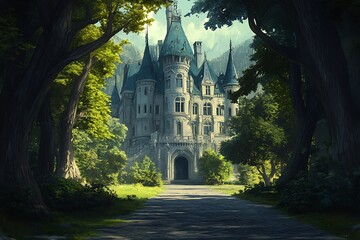 Wall Mural - old castle in the forest