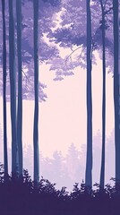 Canvas Print - Serene Forest Silhouettes at Dusk