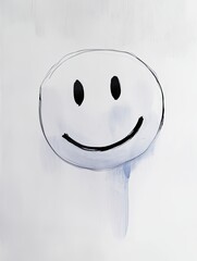 Canvas Print - Smiling Face Illustration on White Background