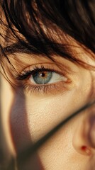 Wall Mural - Close-Up of Eye with Soft Shadows and Natural Context