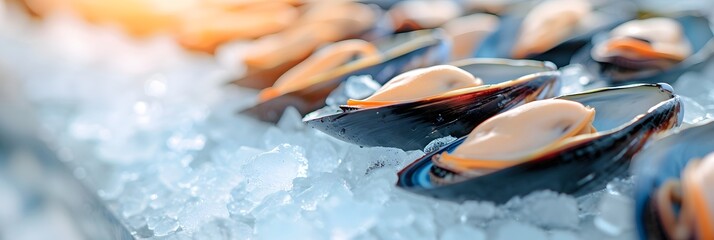 Wall Mural - Freshly opened mussels