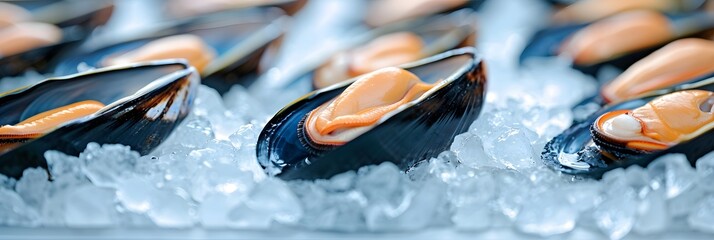 Freshly opened mussels