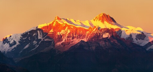 Sticker - Evening, sunset view of  Annapurna range, Nepal