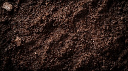 a section of soil exhibits a rich, dark brown hue, showcasing a texture that closely resembles choco