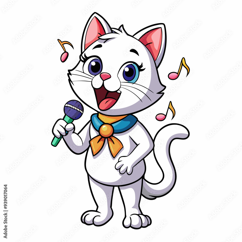 Singing cat art vector illustration