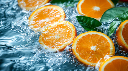 Canvas Print - A bunch of oranges are floating in a pool of water