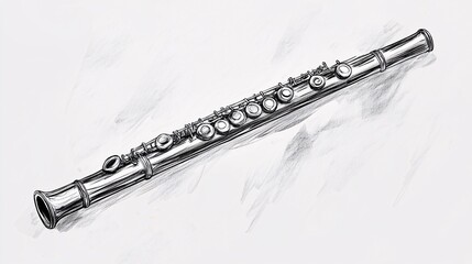 black and white drawing of a flute