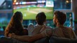 © Kamonwan - group of 3 friends watching cricket match, AI Generative