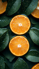 Sticker - Two oranges are shown in a close up, with their insides visible