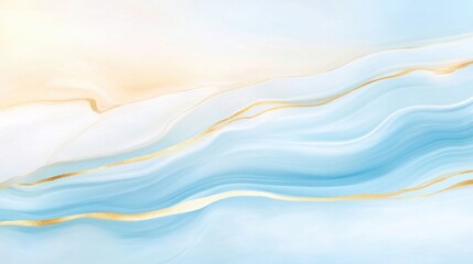 A blue and gold wave pattern on a white background