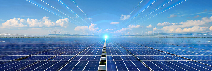 Energy Efficiency: A solar power array collects energy from laser beams focused by giant mirrors.