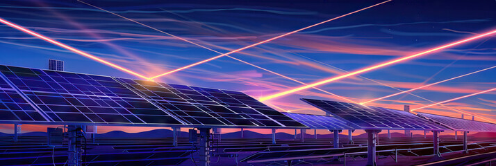 Energy Efficiency: A solar power array collects energy from laser beams focused by giant mirrors.
