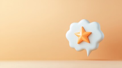 A 3D simple style icon of a speech bubble with a star inside symbolizing important messages and highlighted content with a clean and modern design