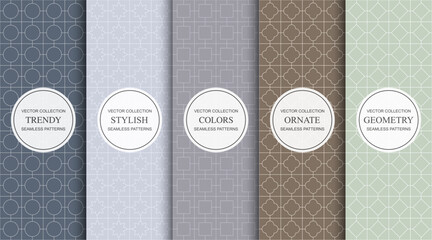 collection of seamless colorful elegant ornamental geometric patterns. trendy vector oriental vintag