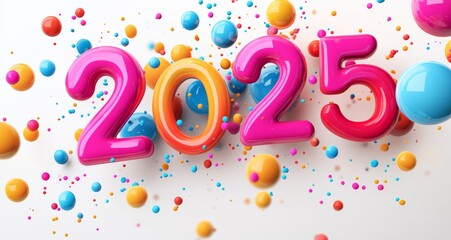 Wall Mural - 2025 text happy new year eve holiday