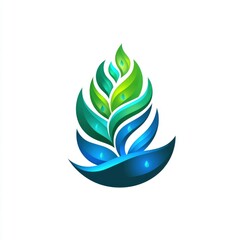 Canvas Print - Abstract Green Leaf and Water Drop Logo Design