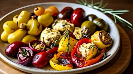 Wall Mural -  A colorful array of stuffed peppers and eggplants