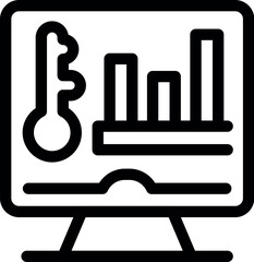 Wall Mural - line icon of a computer screen displaying a key and a bar chart, representing kpi monitoring