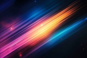 Wall Mural - Colorful streaks of light across a dark starry cosmic background, art piece with bright neon hues