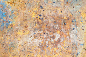 Wall Mural - Metal rust texture. Grunge peeling paint background. Dirty industrial steel sheet pattern. Weathered iron surface.