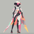 © PNG - Futuristic Fashion Cyberpunk Cyborg Woman Illustration Artificial Intelligence Digital Art Background