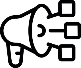 Wall Mural - simple icon of a megaphone connecting to different channels, representing the concept of spreading i
