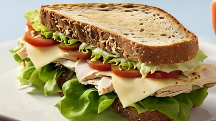 Poster -  Deliciously stacked club sandwich with fresh ingredients