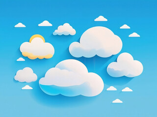 Poster - Clouds clip art pack, weather icons and illustration, isolated graphic design element