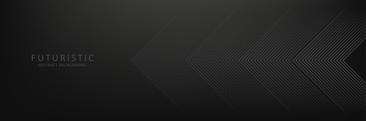 Wall Mural - dark black abstract background with glowing arrow lines technology futuristic concept. modern shiny 