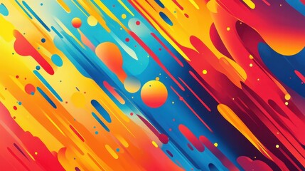 Poster - Vibrant abstract background with colorful streaks and shapes in yellow, red, blue tones. Perfect for creative design, art projects, and modern decor.