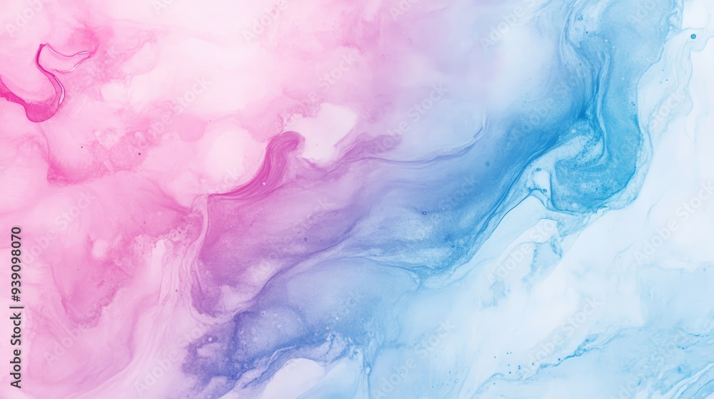 Pastel pink and blue watercolor background with a fluid, marbled ...