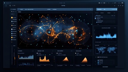 Poster - Digital dashboard interface with data visualizations, charts, and graphs, showcasing dynamic analytics in a modern design layout.