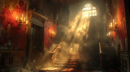 Canvas Print - Sunbeams in a Decaying Mansion