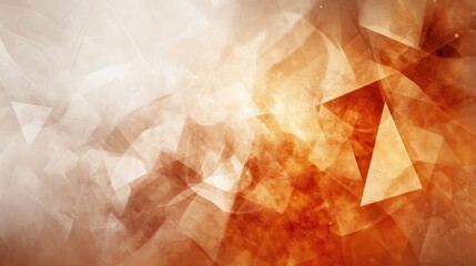 Poster - Abstract orange and white geometric background with overlapping translucent shapes and gradients.