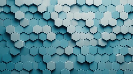 Aufkleber - Abstract geometric background with 3D hexagonal shapes in shades of blue, creating a modern and stylish design pattern.