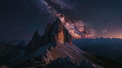 Majestic Mountain Peak Silhouetted Against the Milky Way