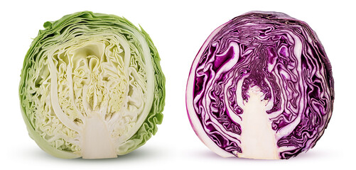 Poster - Red abd green cabbage cut in half