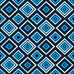 Wall Mural - Seamless pattern with blue watercolor rhombus. Abstract geometric background. Vector illustration